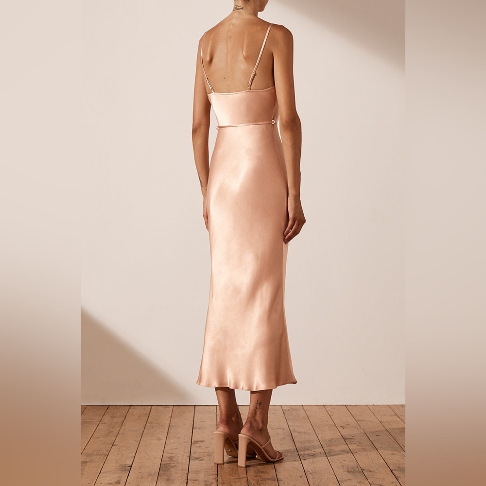 La Lune Bias Cowl MIDI Dress | Desert Rose | Size: 6 - Picture 2 of 5